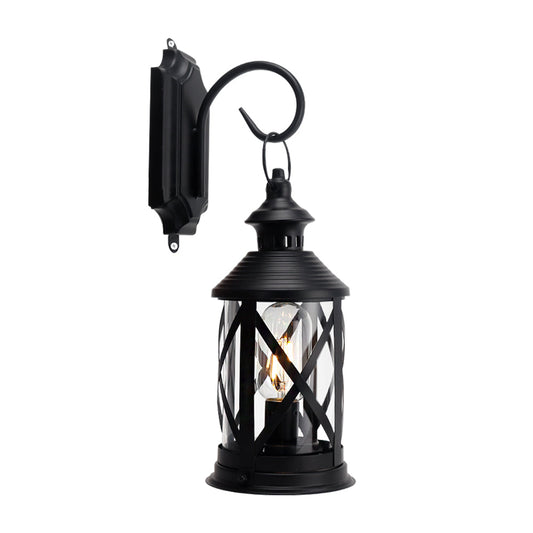 Battery Powered Metal Lamp 10'' TallHanging Lamps with Metal Hook (Black)-1