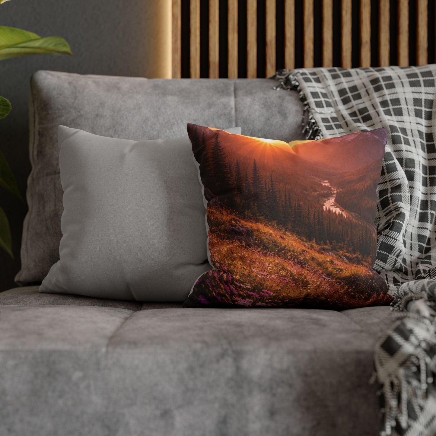Mountain Meadow Stream 14x14 Pillow Cover