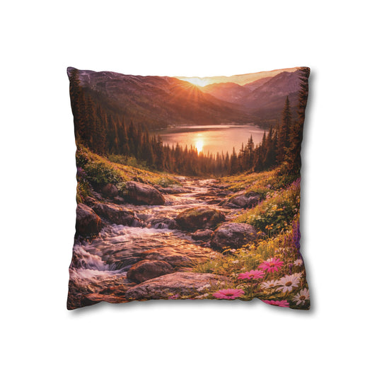 Mountain Meadow Lake 14x14 Pillow Cover