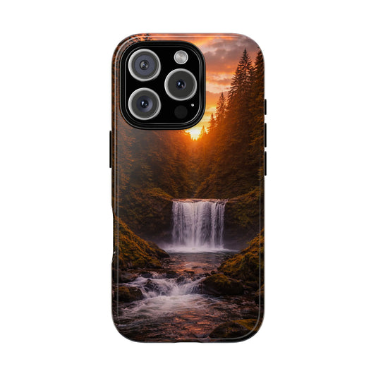 Evergreen Waterfall Phone Case — Vibrant Forest Nature Design