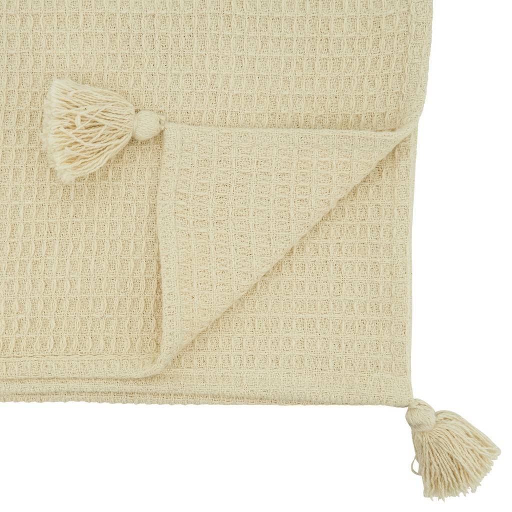 Waffle Weave Tassel Cotton Table Runner 16" W x 72" L