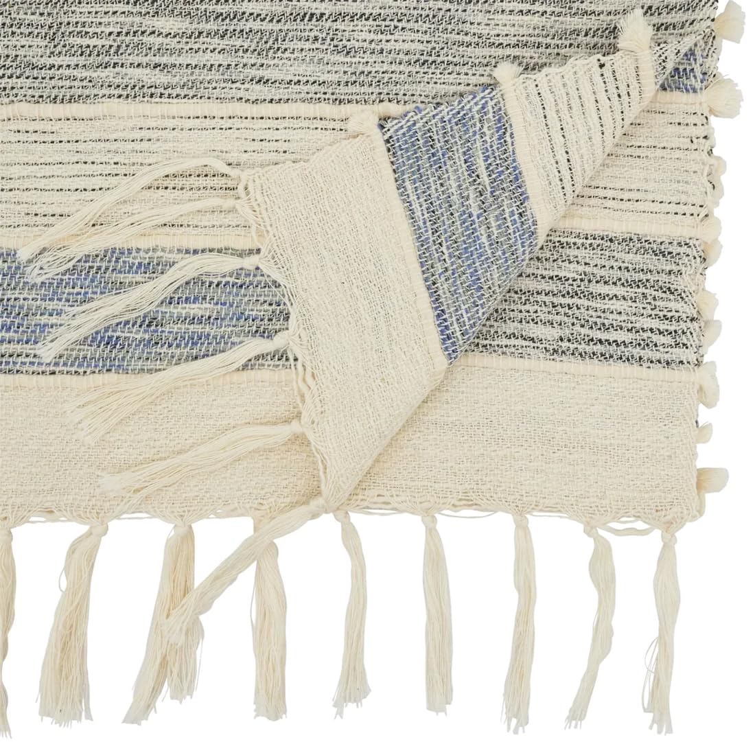Striped Fringe Cotton Table Runner 16" W x 72" L