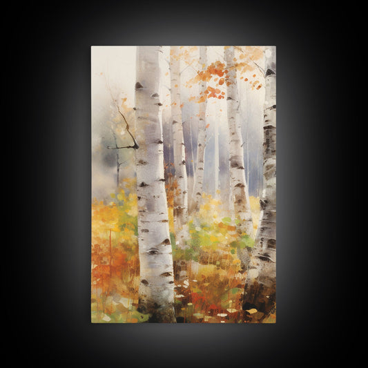 3 Panel Birch Tress in the Fall | Framed Canvas Print