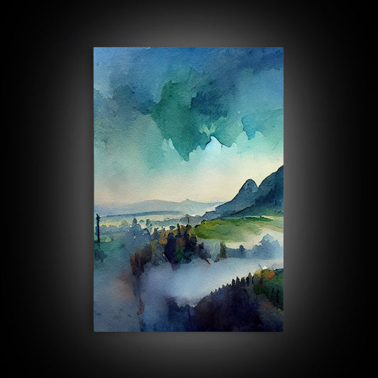3 Panel Emerald Green Mountain | Framed Canvas Print