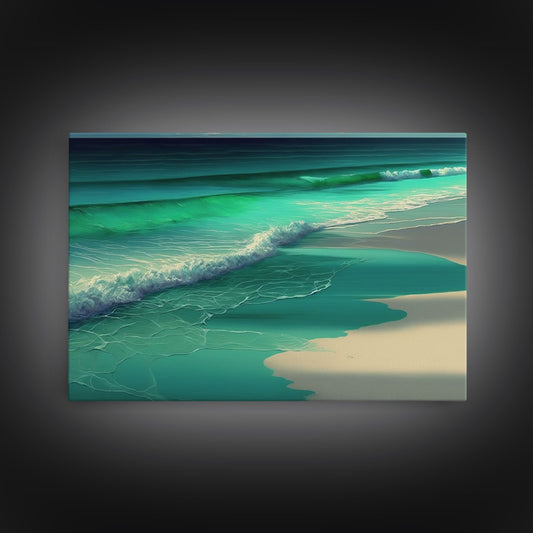 Emerald Green Waves | Framed Canvas Art