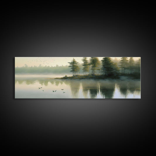 Watercolor Pacific NW Lake & Forest | Framed Wall Art