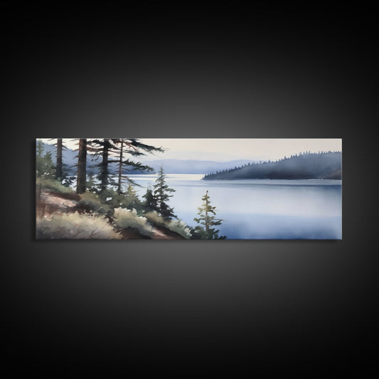 Watercolor Lake | Framed Canvas Print