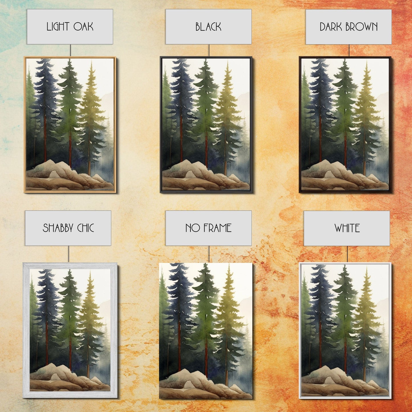 3 Panel Mountain Forest Lake | Framed Canvas Print