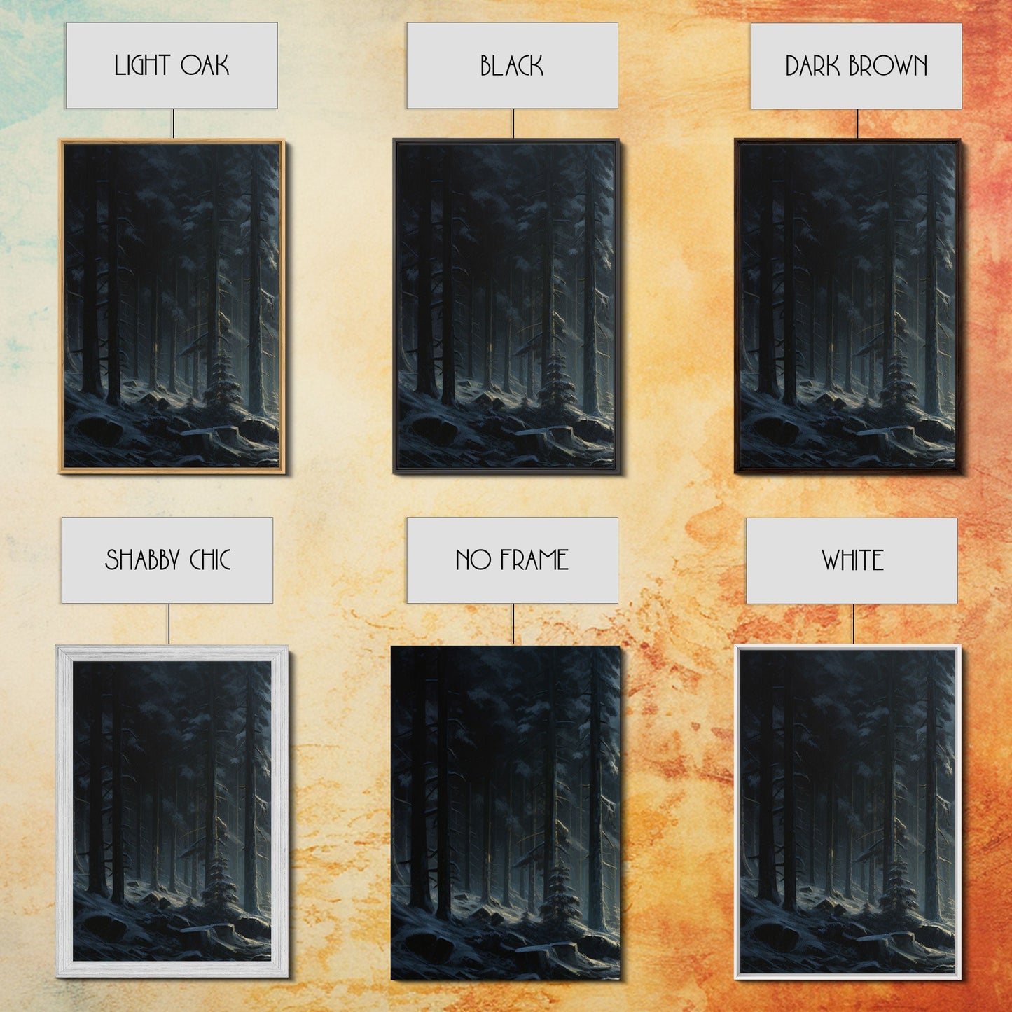 3 Panel Dark Winter | Framed Canvas Print