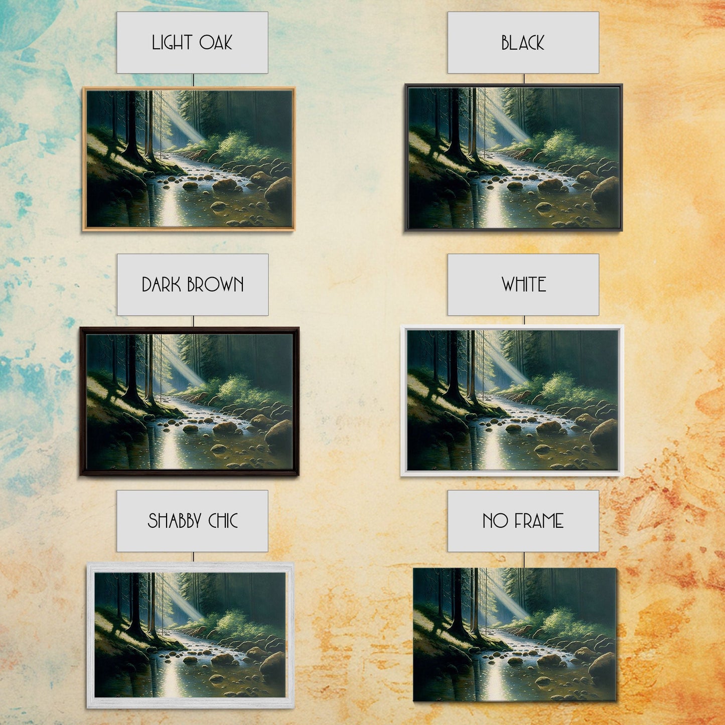 Colorful Landscape Watercolor Art | Framed Canvas Print