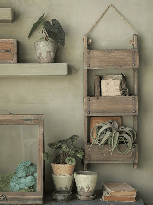 Rustic Three-Tier Wooden Wall Organizer
