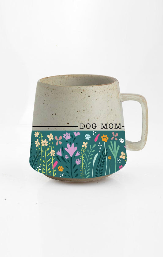 Dog Mom ceramic mug with nature-inspired artwork