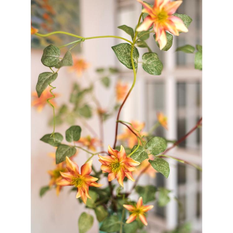 Artificial Orange Clematis Flower Stem, 40.5 Inches