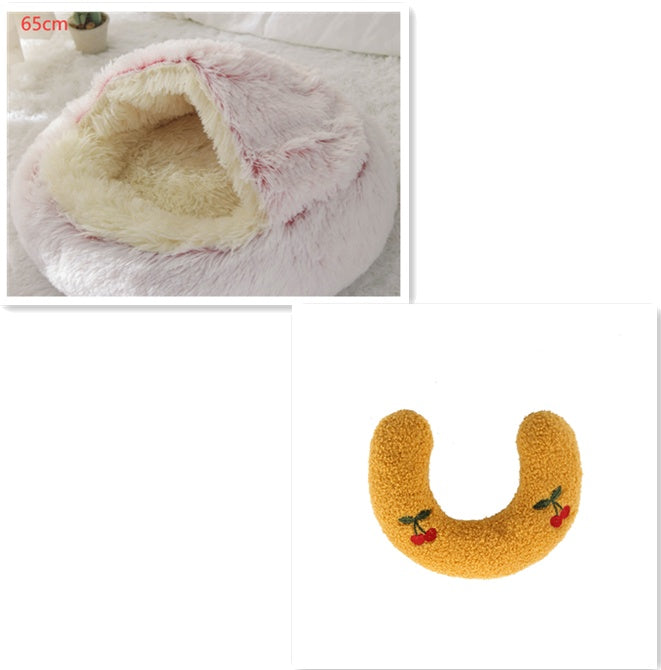 2 in 1 Dog and Cat Bed Pet Winter Bed Round Plush Warm Bed House Soft uncategorized / needs cleanup with nature-inspired artwork - product view 49
