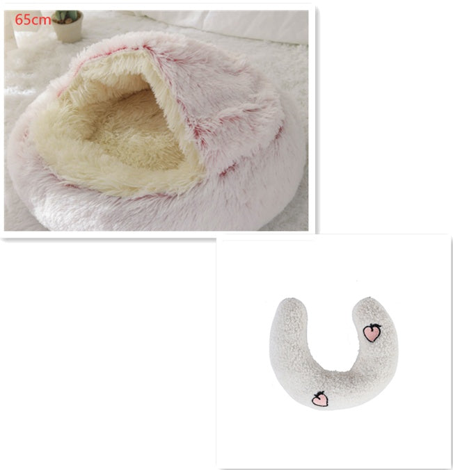 2 in 1 Dog and Cat Bed Pet Winter Bed Round Plush Warm Bed House Soft uncategorized / needs cleanup with nature-inspired artwork - product view 50