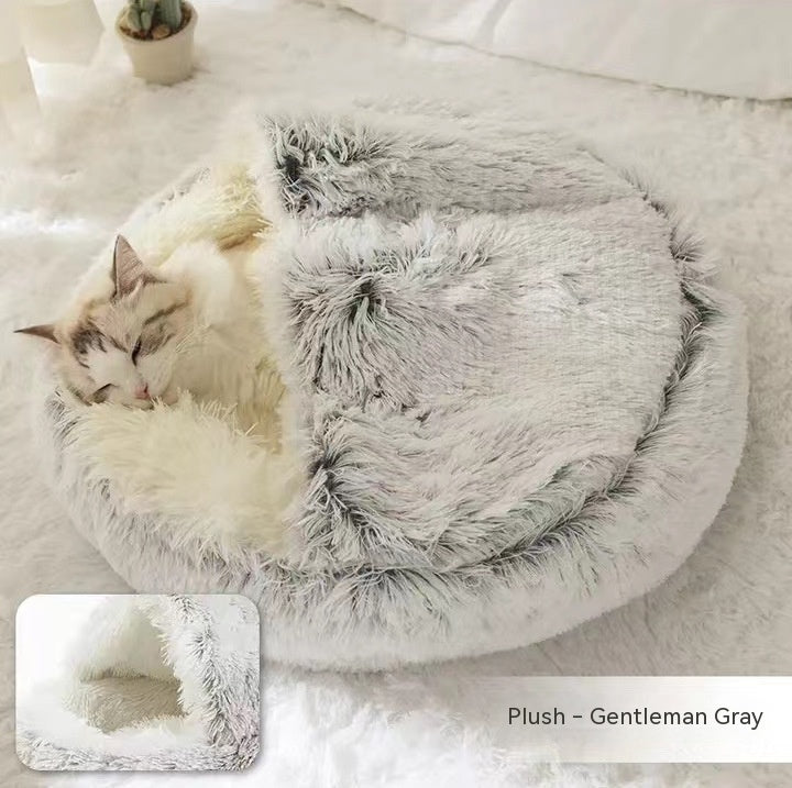 2 in 1 Dog and Cat Bed Pet Winter Bed Round Plush Warm Bed House Soft uncategorized / needs cleanup with nature-inspired artwork - product view 54