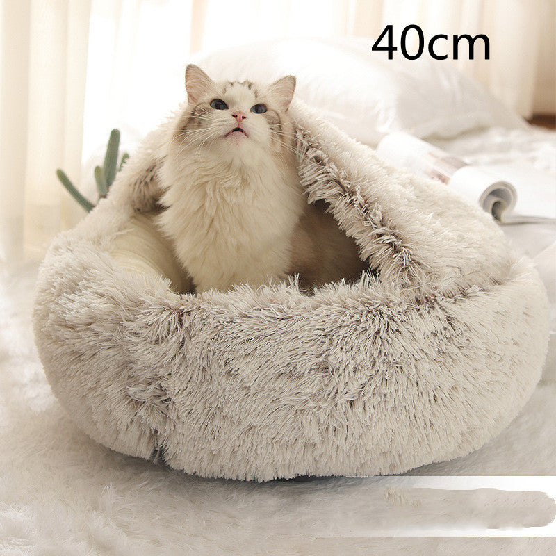 2 in 1 Dog and Cat Bed Pet Winter Bed Round Plush Warm Bed House Soft uncategorized / needs cleanup with nature-inspired artwork - product view 74