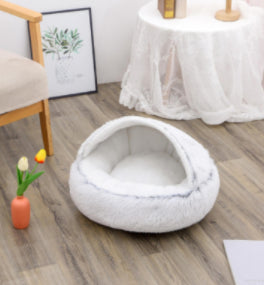 2 in 1 Dog and Cat Bed Pet Winter Bed Round Plush Warm Bed House Soft uncategorized / needs cleanup with nature-inspired artwork - product view 61