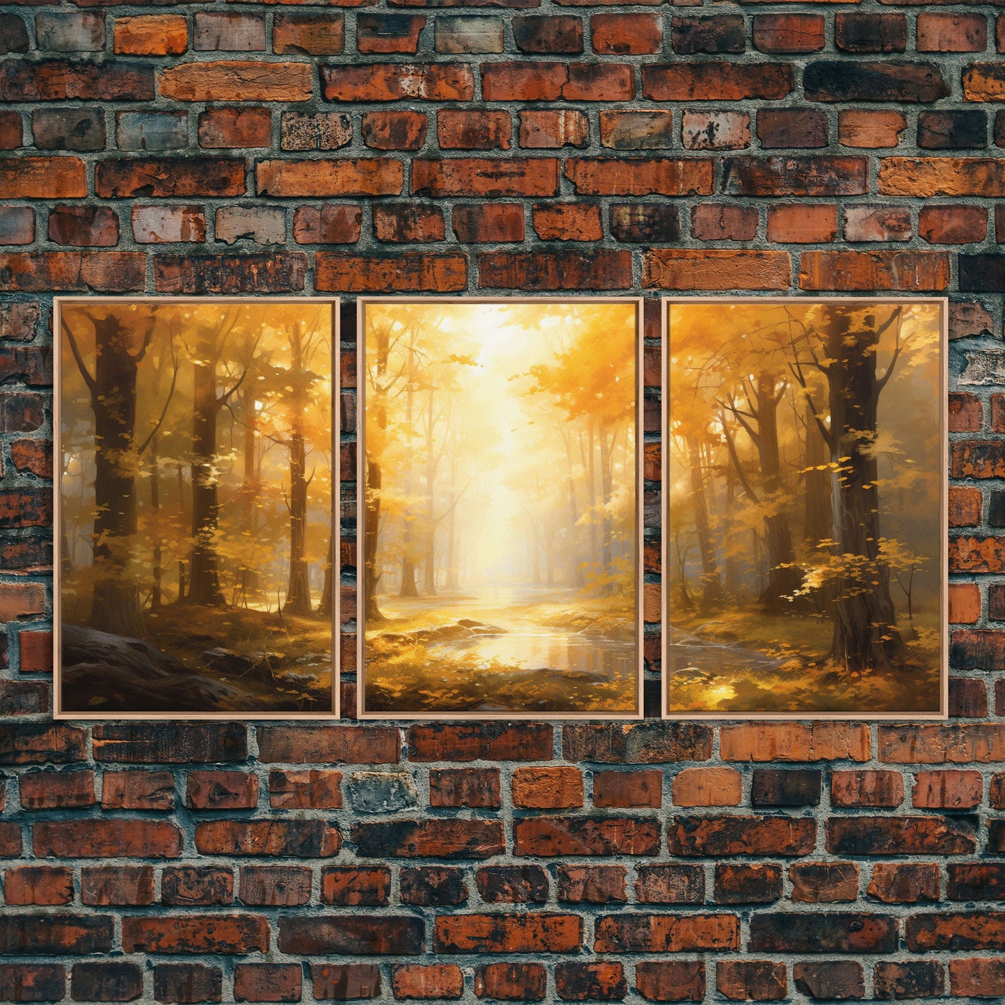 3 Panel Golden Hour Forest | Framed Canvas Print