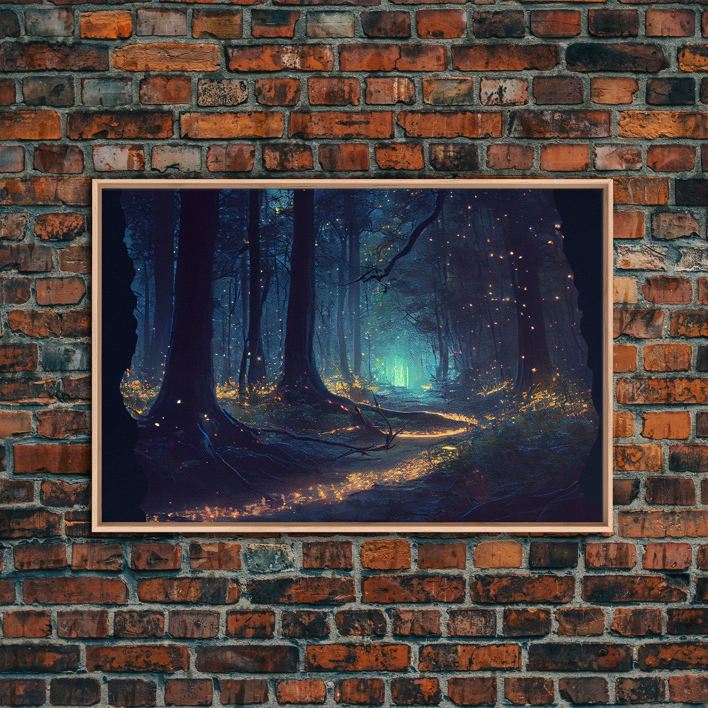 Enchanted Firefly Forest | Framed Canvas Print