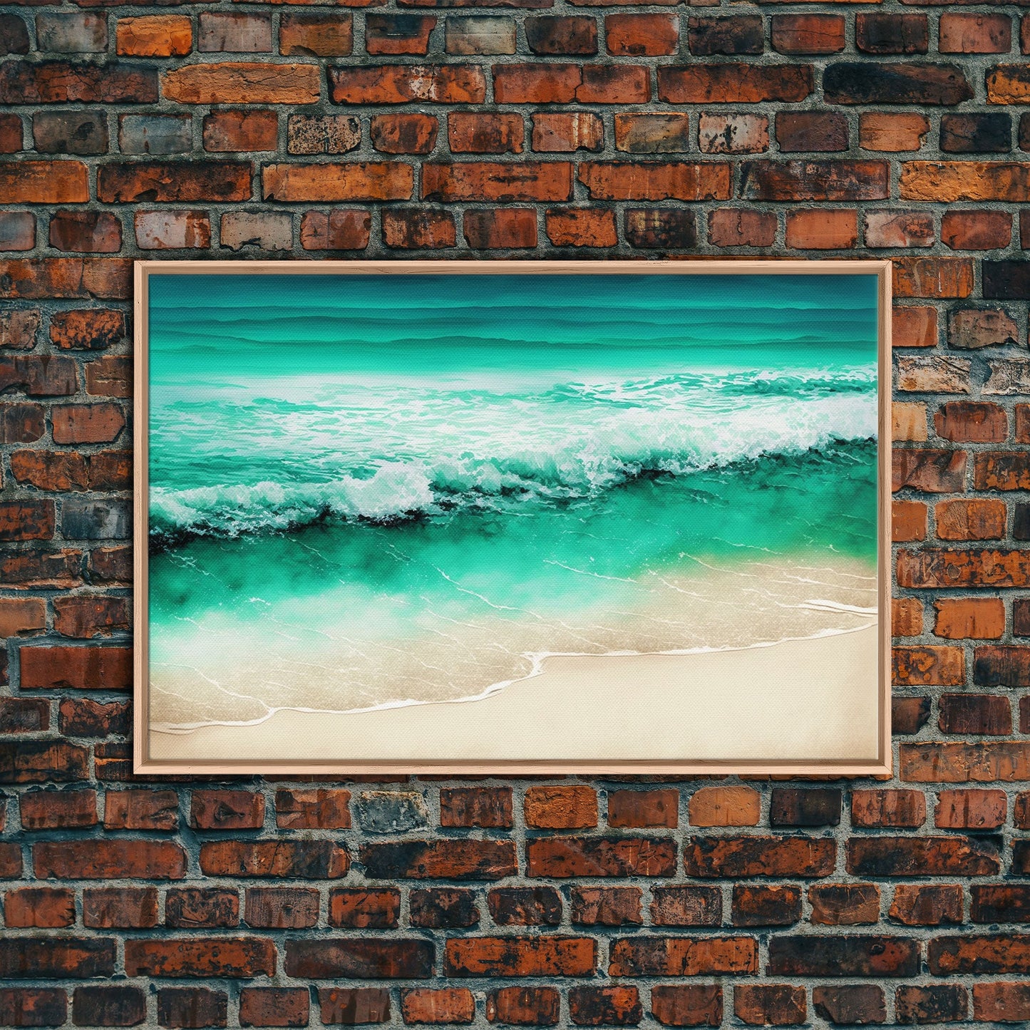 Emerald Green Waves Breaking | Framed Canvas Print