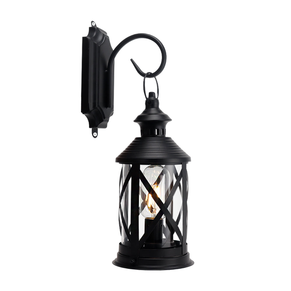 Battery Powered Metal Lamp 10'' TallHanging Lamps with Metal Hook (Black)-1