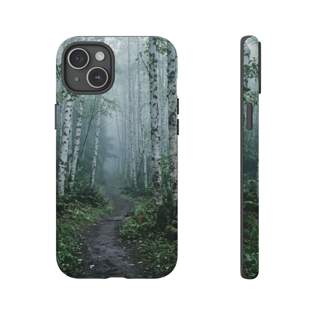 Twilight Birch Tree Path Phone Case
