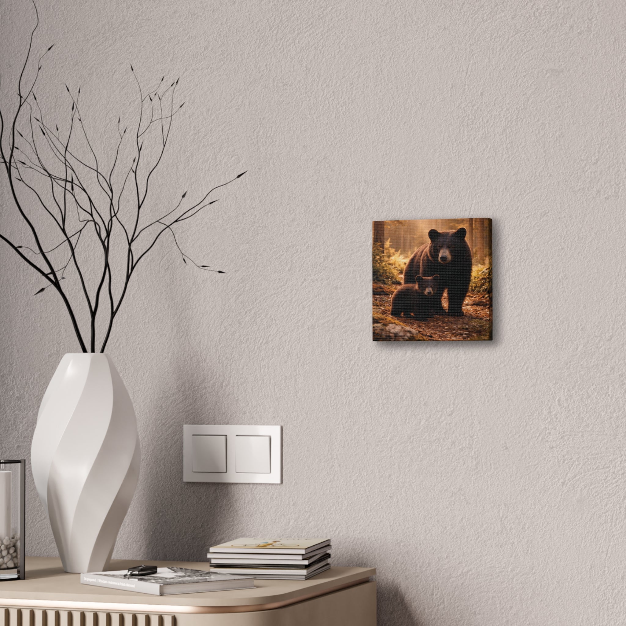 Momma Bear and Cub Wilderness Stretched Canvas