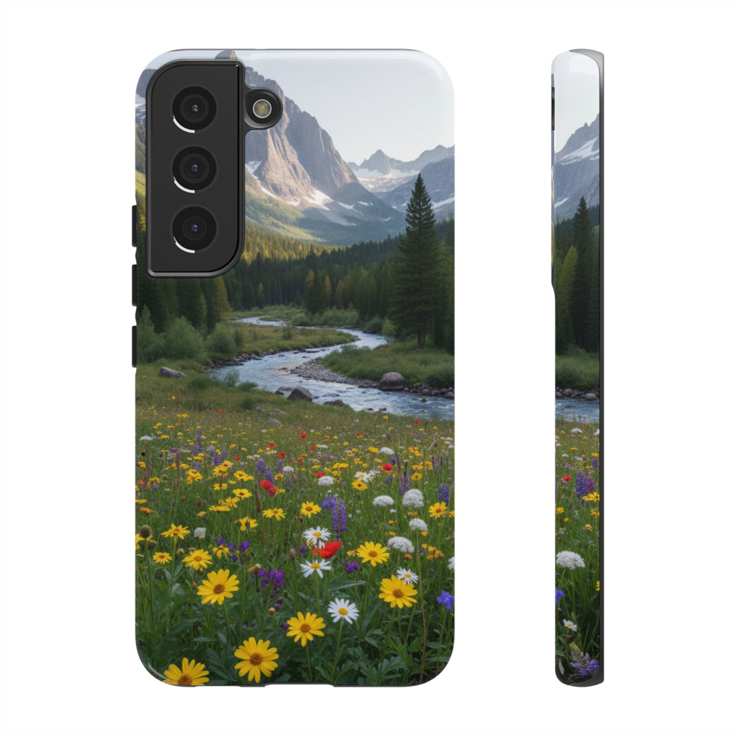 Mountain Meadow Serenity Phone Case - Tough Case with Nature Scenic Design