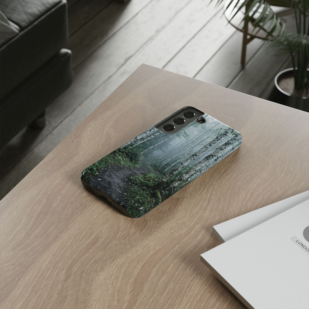 Twilight Birch Tree Path Phone Case