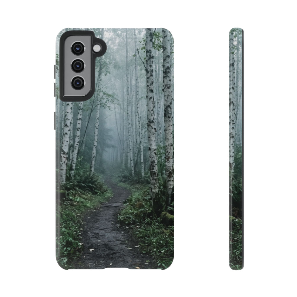 Twilight Birch Tree Path Phone Case