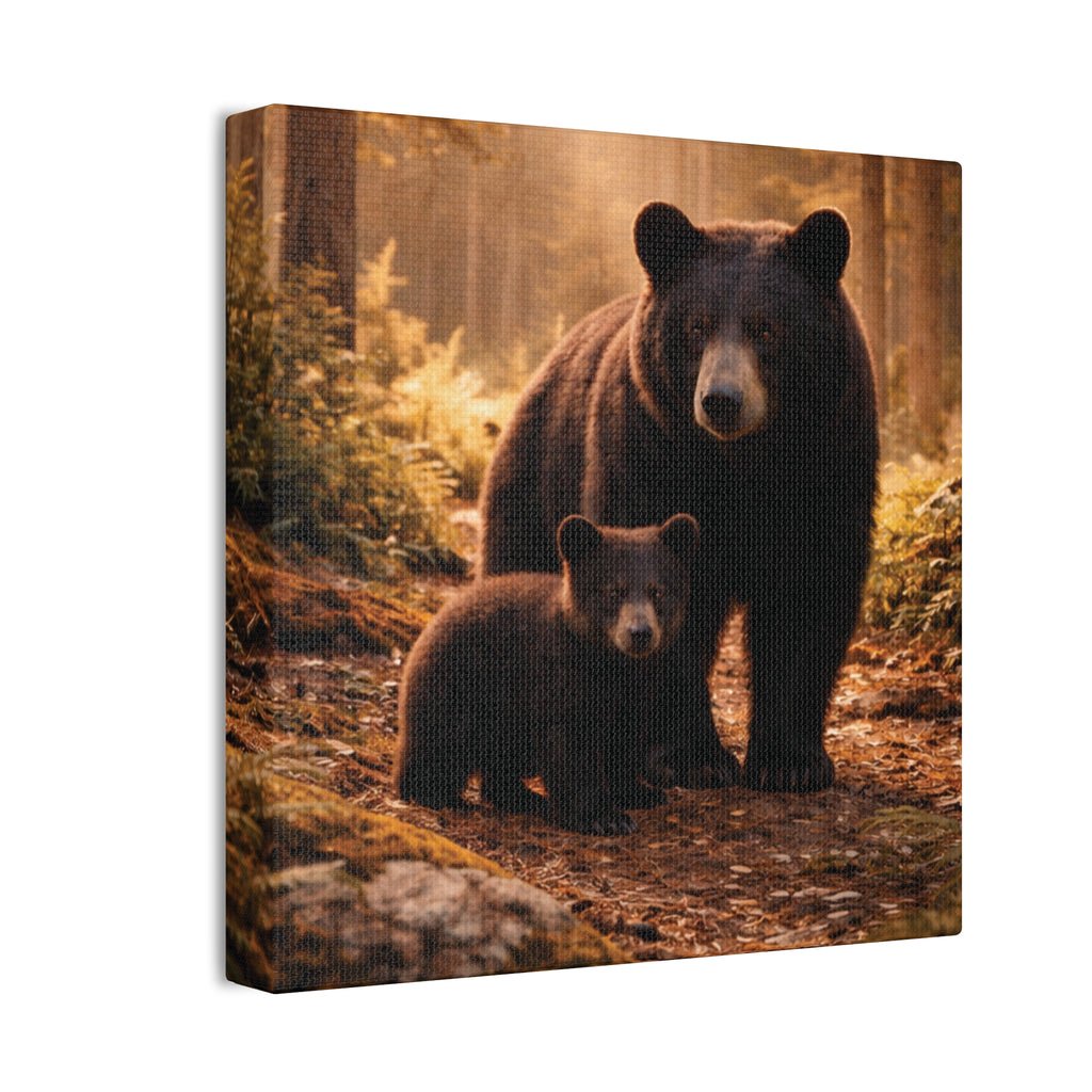 Momma Bear and Cub Wilderness Stretched Canvas