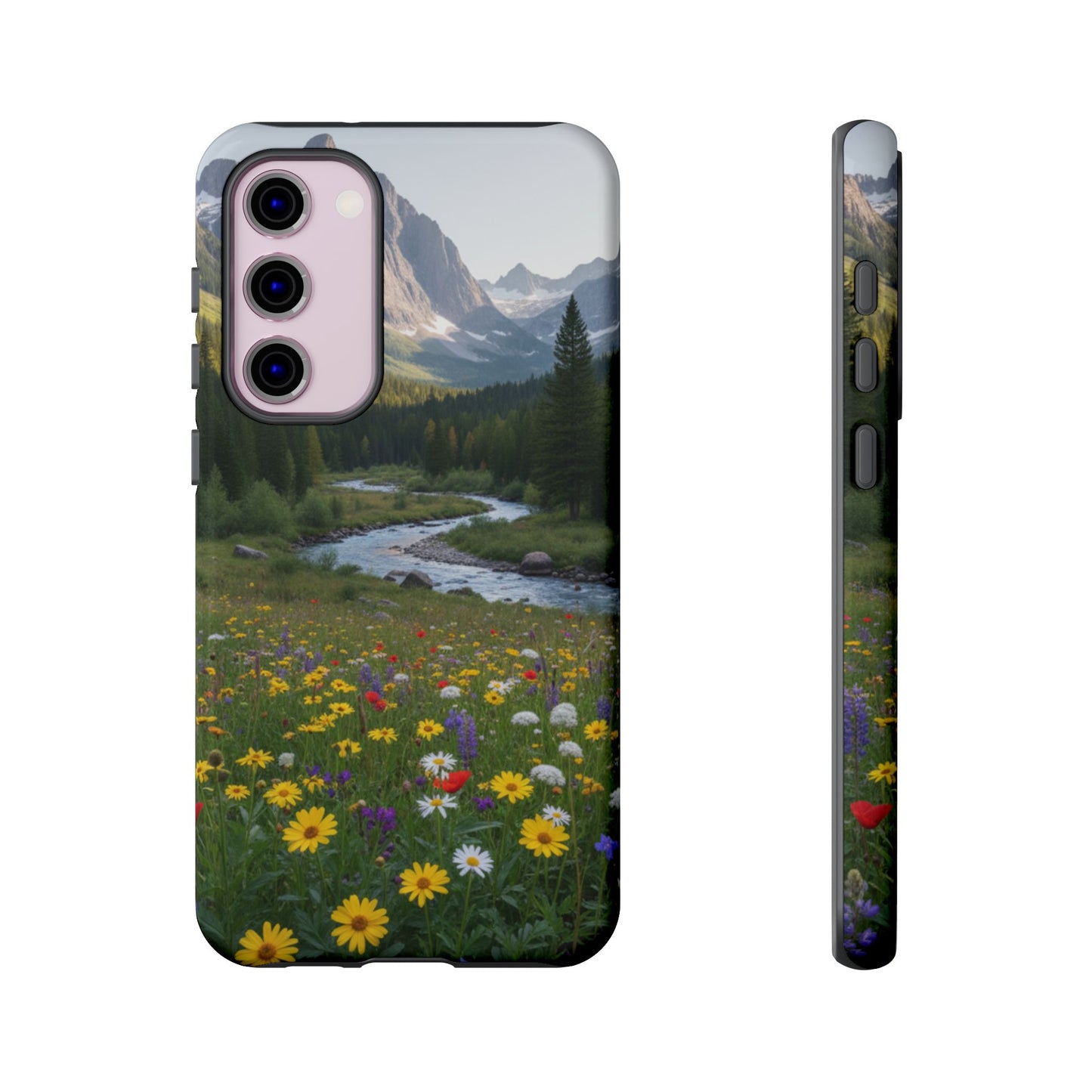 Mountain Meadow Serenity Phone Case - Tough Case with Nature Scenic Design