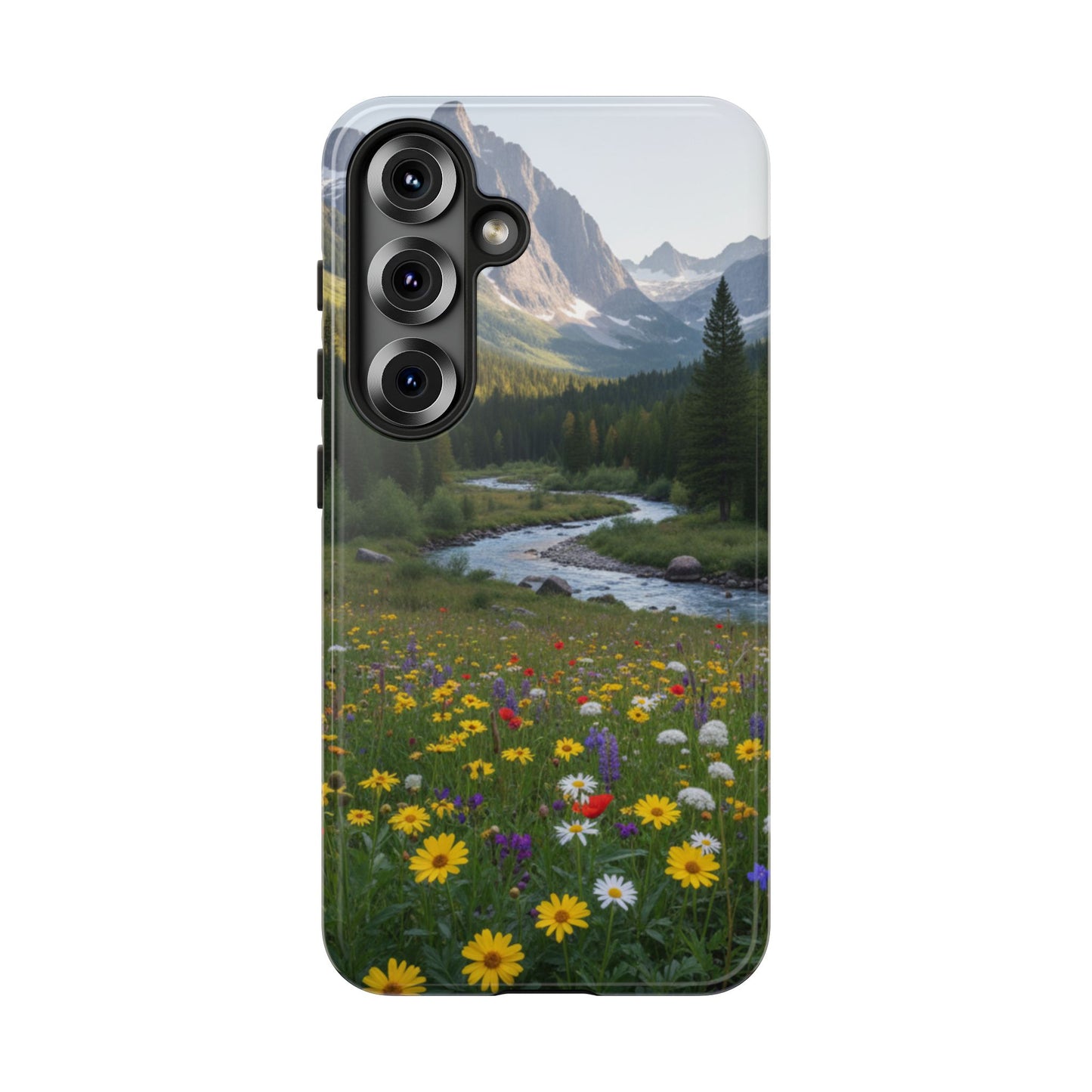 Mountain Meadow Serenity Phone Case - Tough Case with Nature Scenic Design
