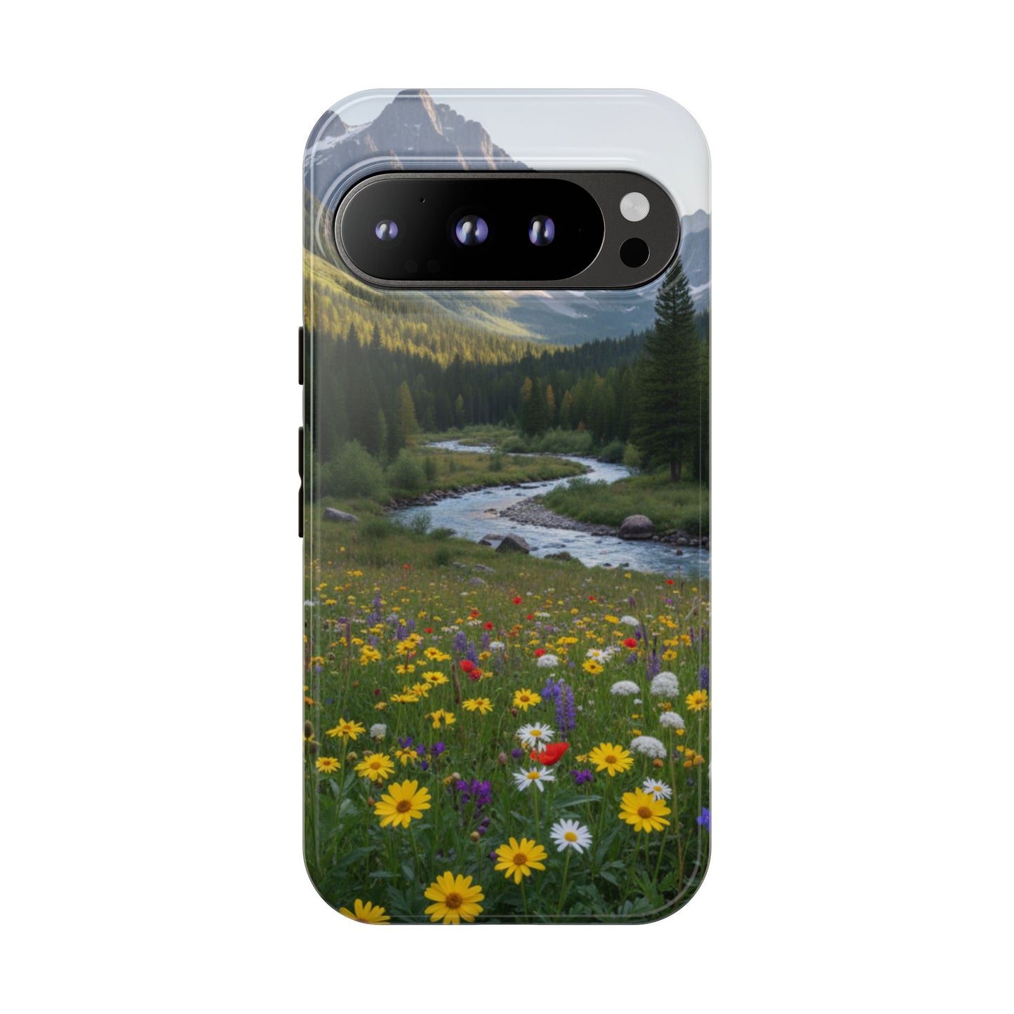 Mountain Meadow Serenity Phone Case - Tough Case with Nature Scenic Design