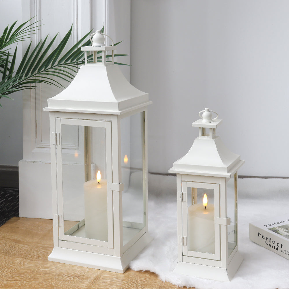 19.5''&13''tall Set of 2 Outdoor Candle Lanterns decorative candle lanterns with nature-inspired artwork - product view 3