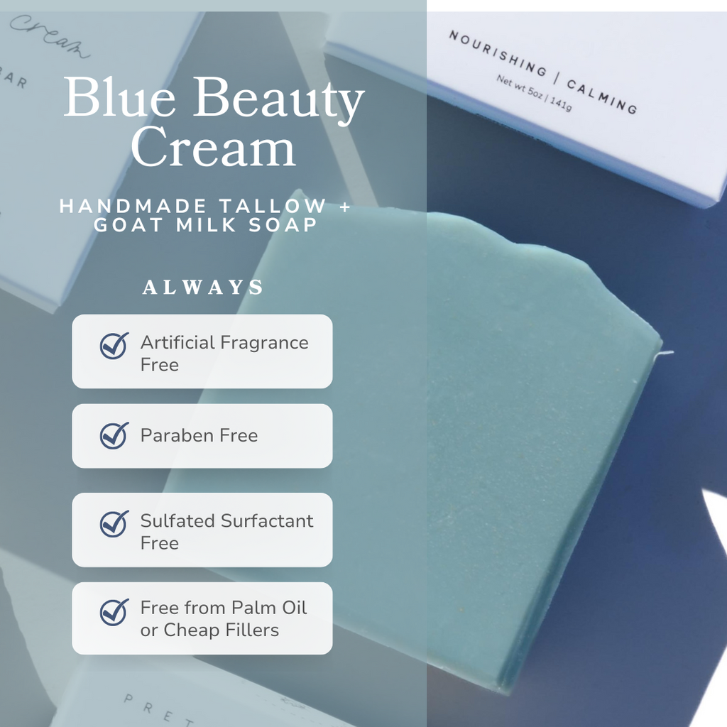 Blue Beauty Cream Facial Bar bar soap with nature-inspired artwork - product view 3