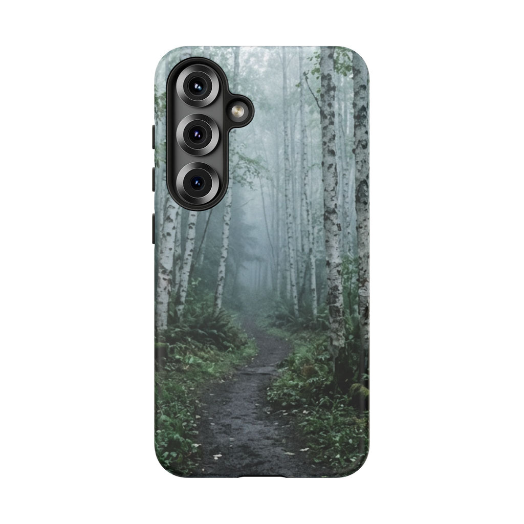 Twilight Birch Tree Path Phone Case