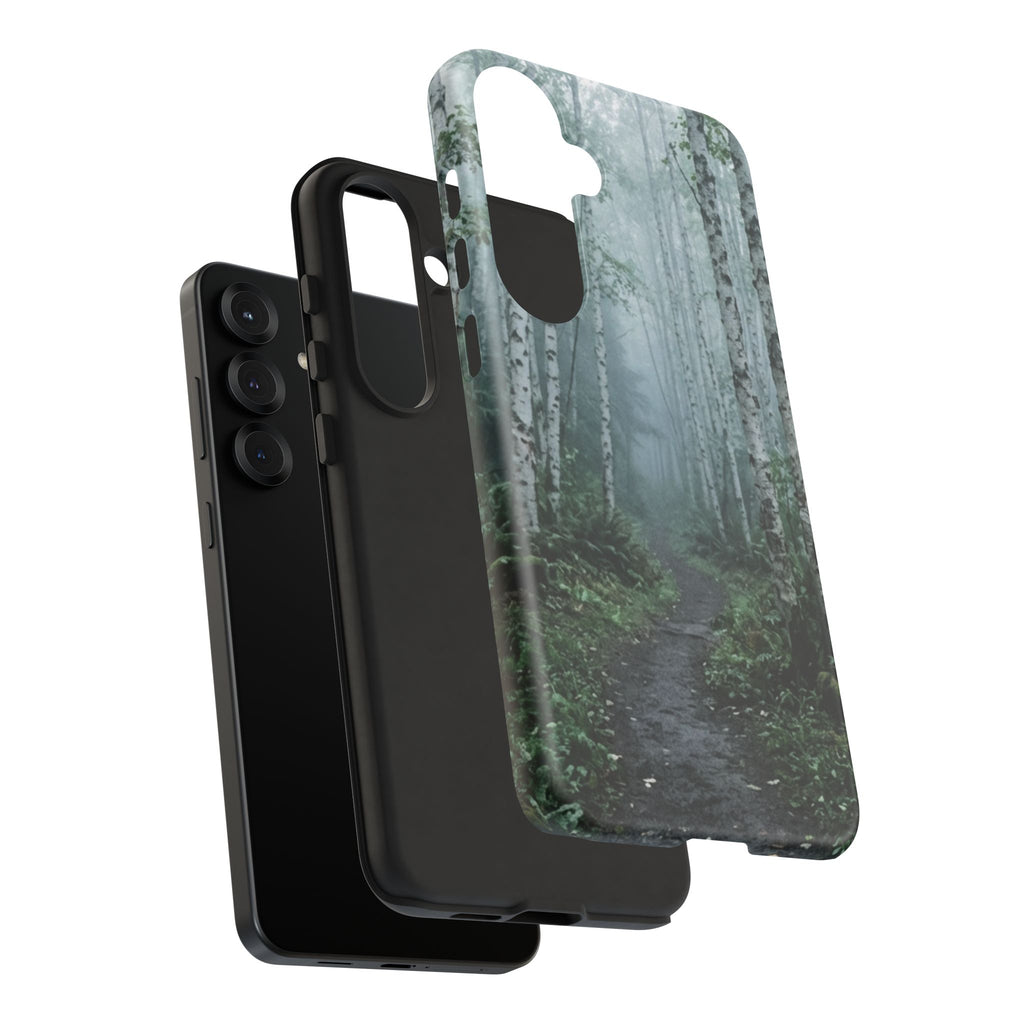 Twilight Birch Tree Path Phone Case