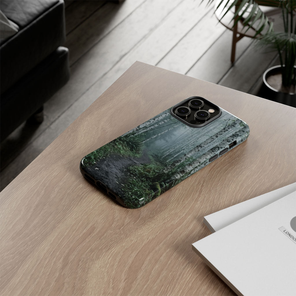 Twilight Birch Tree Path Phone Case
