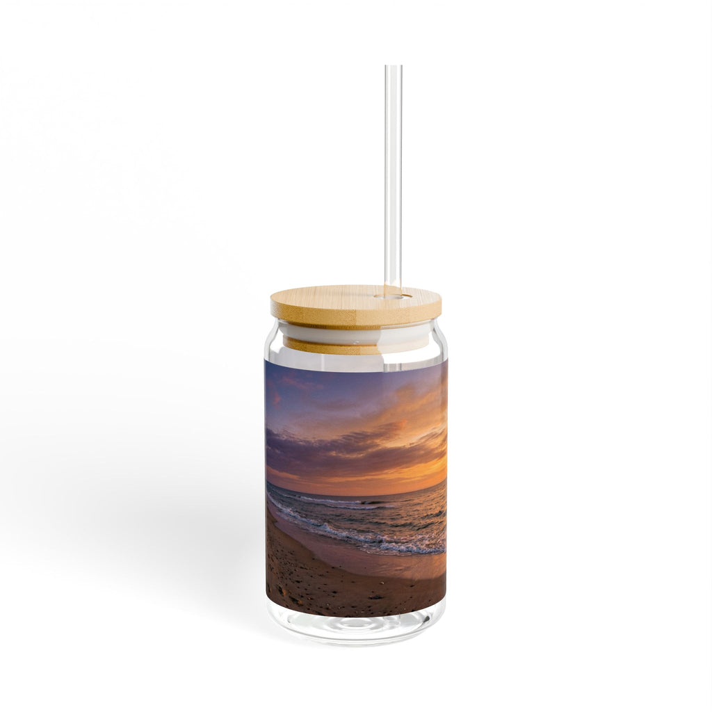 Sunset Beach Scene Sipper Glass - 16oz