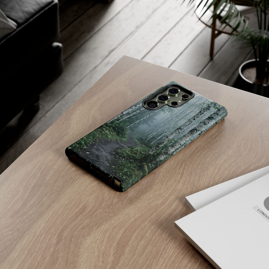 Twilight Birch Tree Path Phone Case