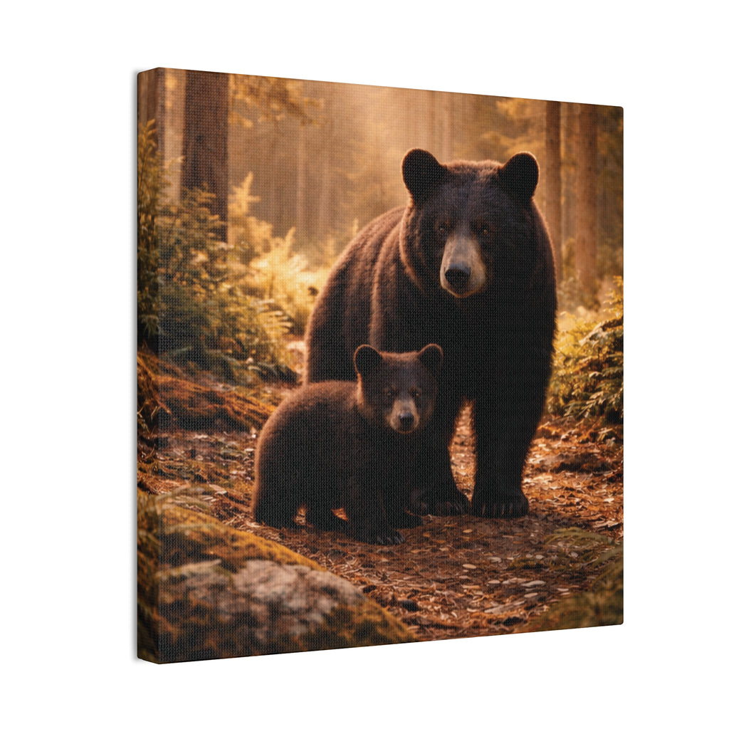 Momma Bear and Cub Wilderness Stretched Canvas