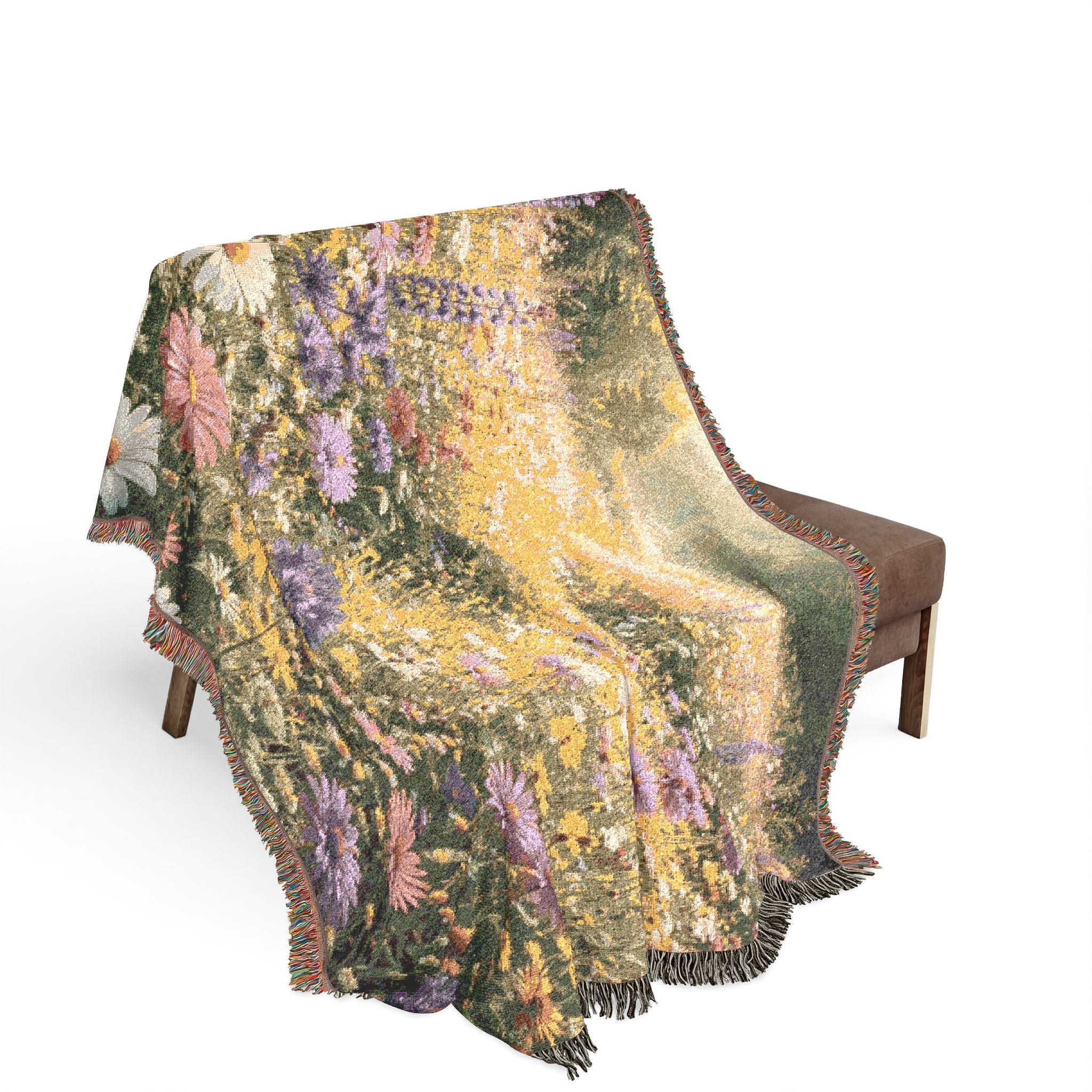 Mountain Meadow Woven Blanket | Scenic Nature Landscape Throw