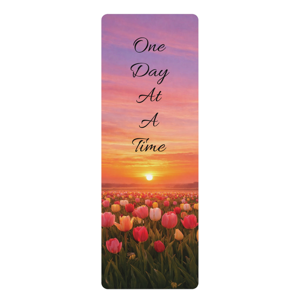 Tulip Field Sunset Rubber Yoga Mat | Floral Sunset Yoga Mat