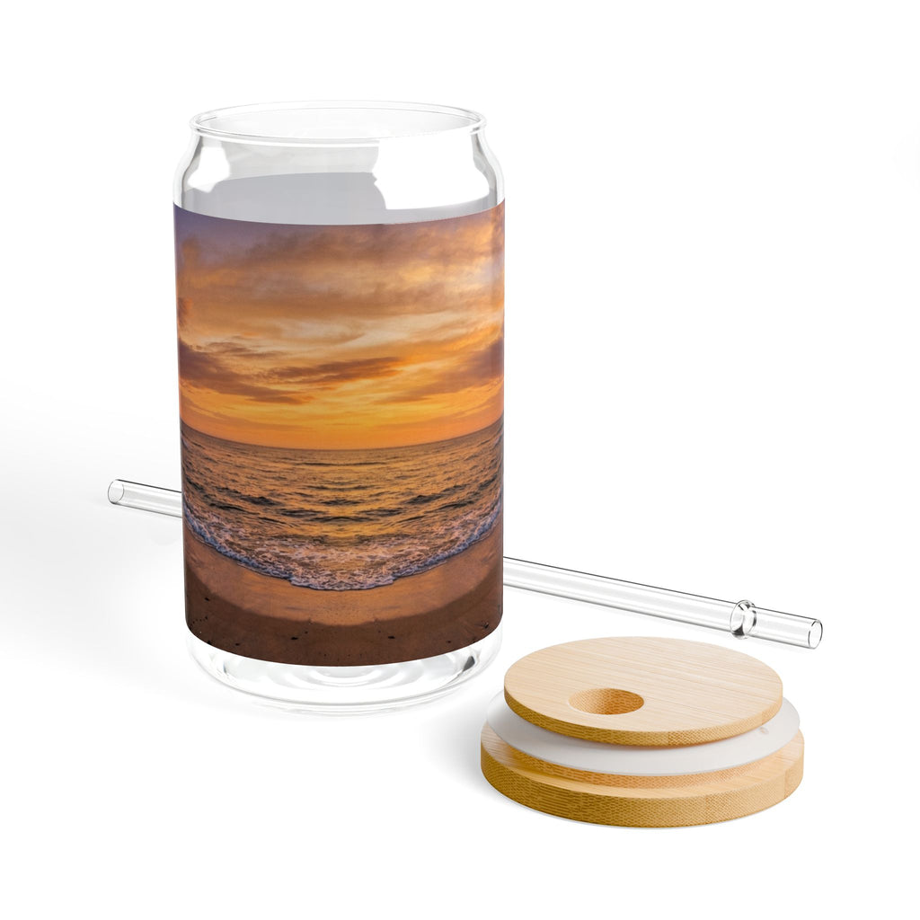 Sunset Beach Scene Sipper Glass - 16oz