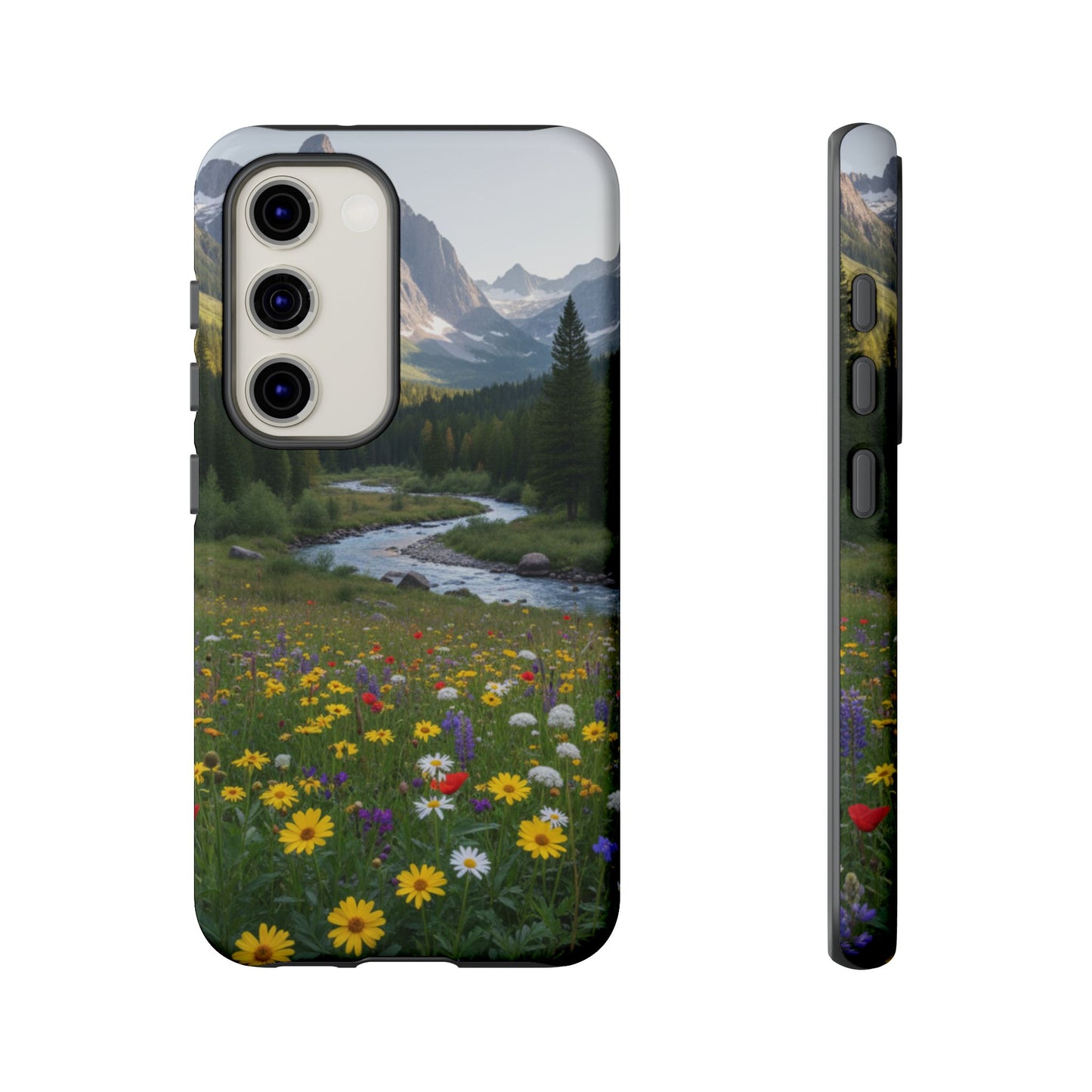 Mountain Meadow Serenity Phone Case - Tough Case with Nature Scenic Design