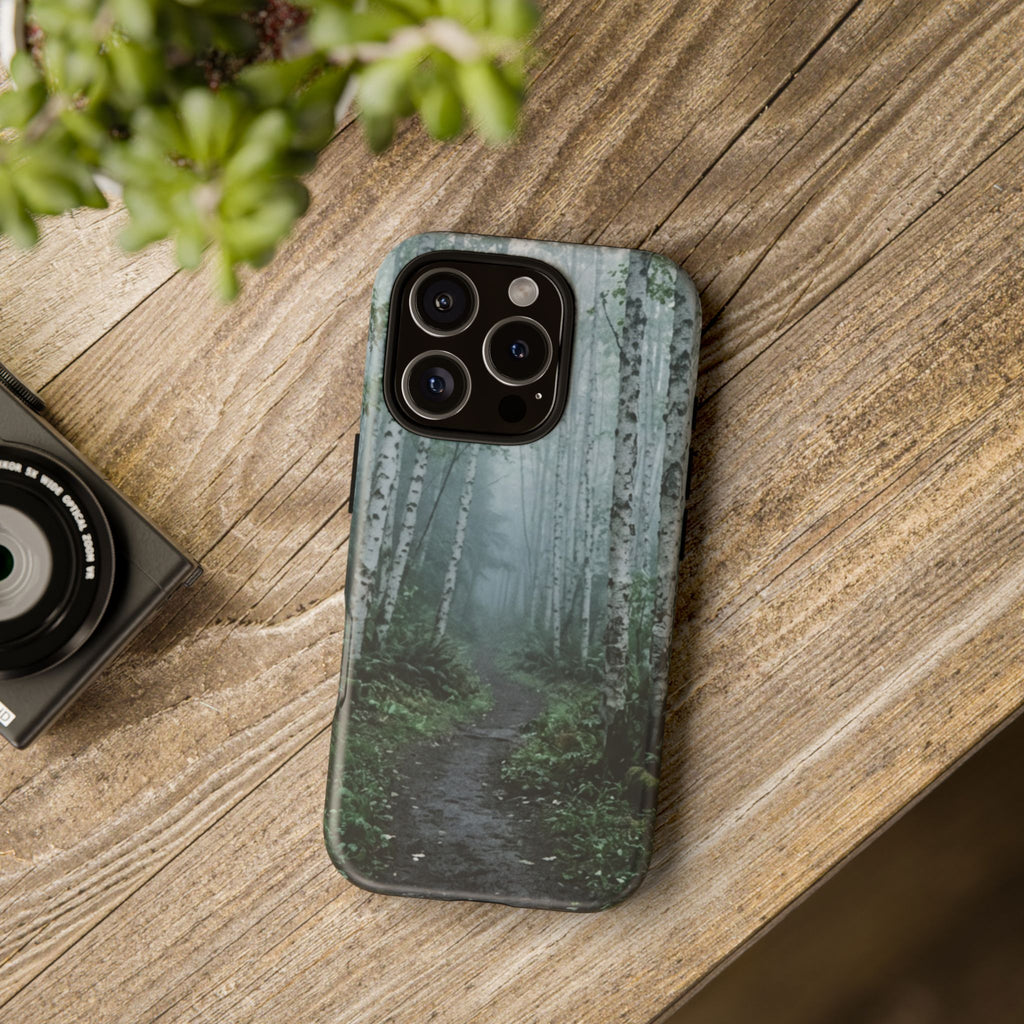 Twilight Birch Tree Path Phone Case