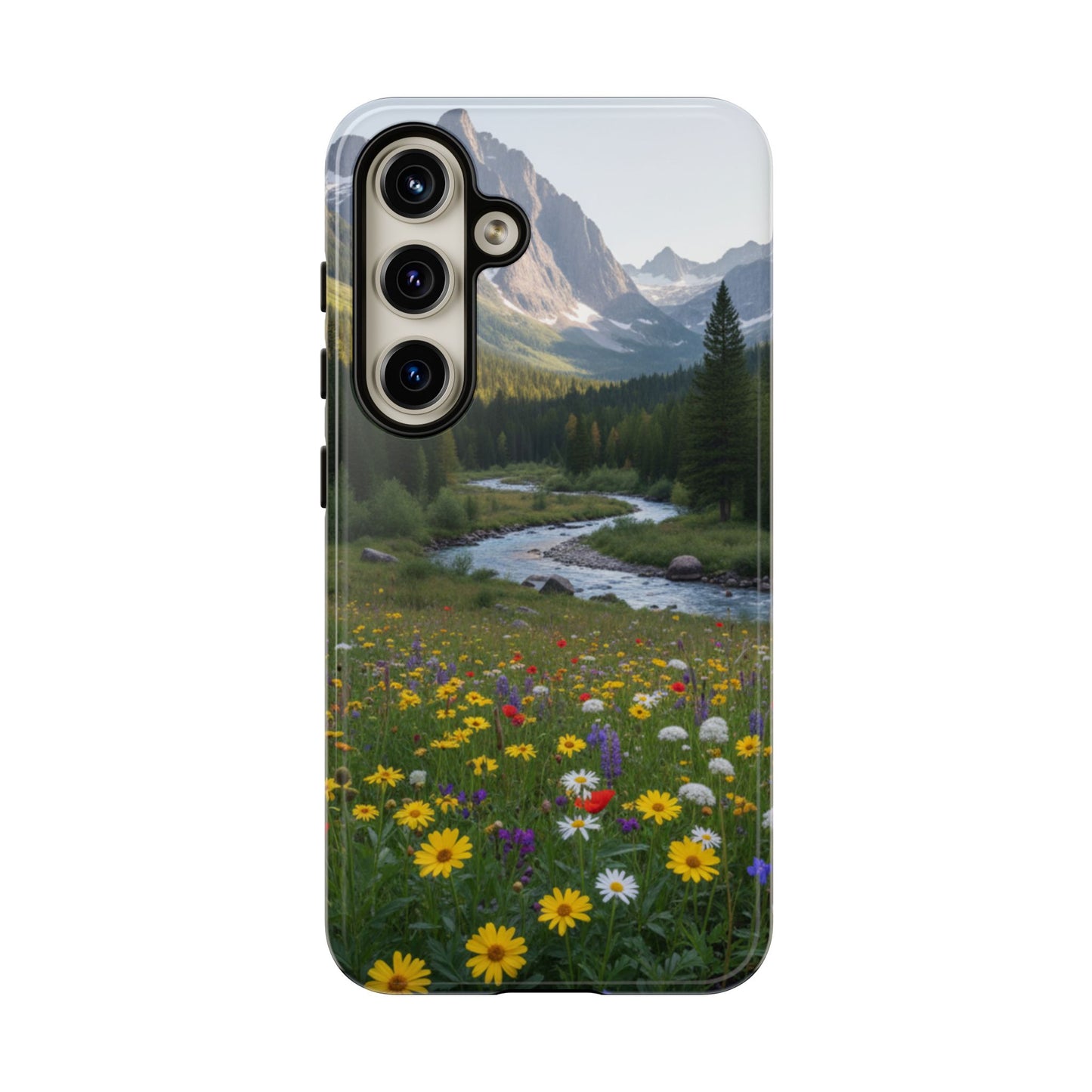 Mountain Meadow Serenity Phone Case - Tough Case with Nature Scenic Design