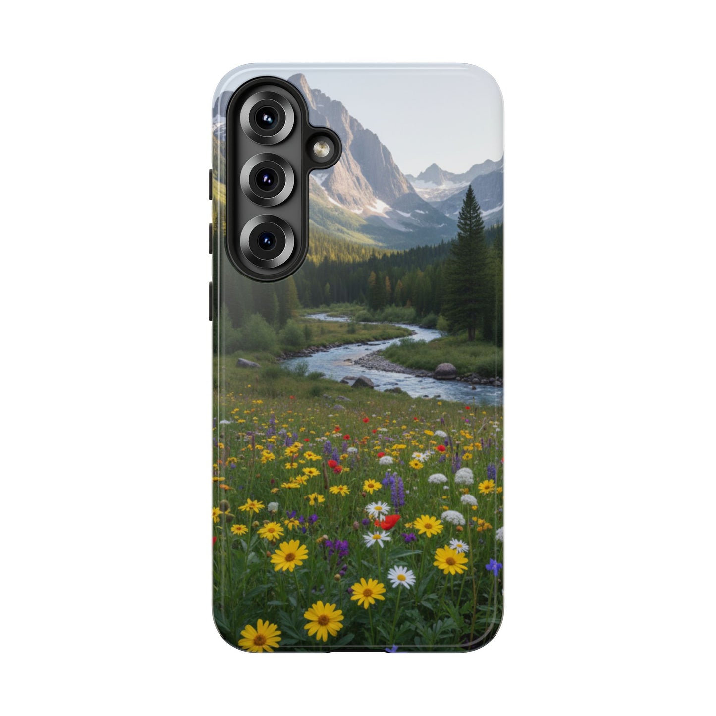 Mountain Meadow Serenity Phone Case - Tough Case with Nature Scenic Design